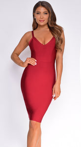 Colette Burgundy Red Low Back Bandage Dress